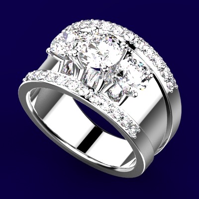 Sterling silver engagement ring with diamonds
