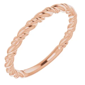 14 karat gold stackable twisted rope ring rose gold white gold yellow gold